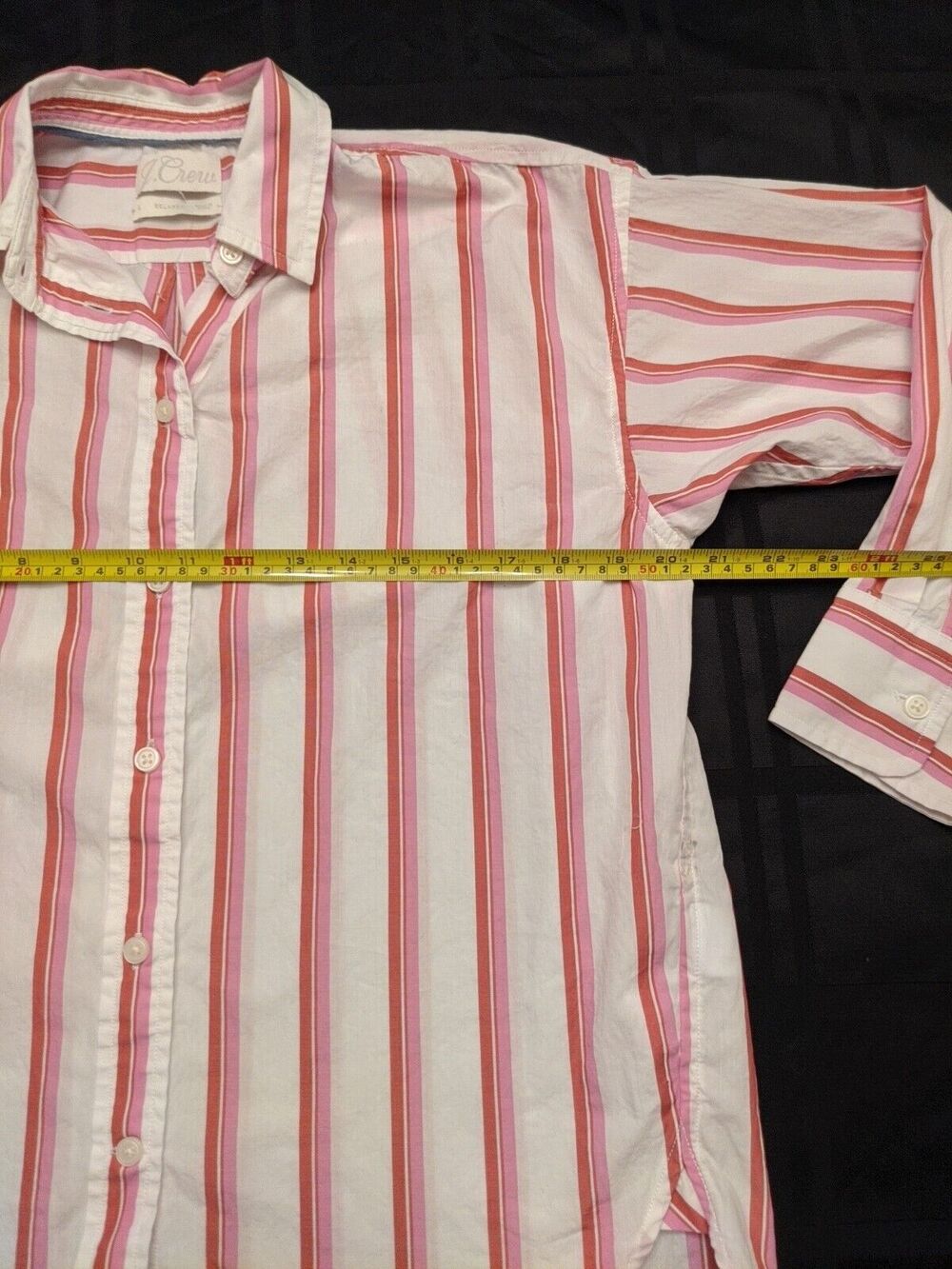 Womens J. Crew Relaxed Fit Pink Striped Button Down Shirt Size 2 Long Sleeve - Picture 4 of 8
